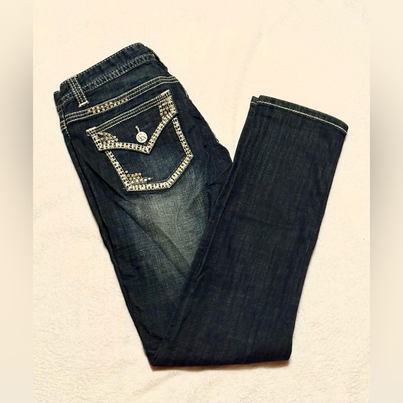 Rock & Roll Cowgirl Denim - Rock & Roll Cowgirl Dark Blue Skinny Jeans Low Rise